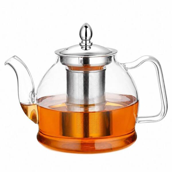 1000ml Borosilicate Glass Teapot with Removable Stainless Steel Infuser, Stovetop Safe Loose Leaf Tea Maker