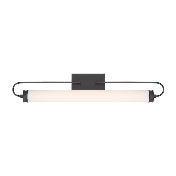 Eurofase Tellie 35 in. Black Integrated LED Vanity Light Bar with White Glass Shade