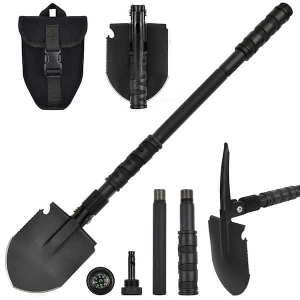 24 Inch Folding Survival Shovel with Pickaxe Saw and High Carbon