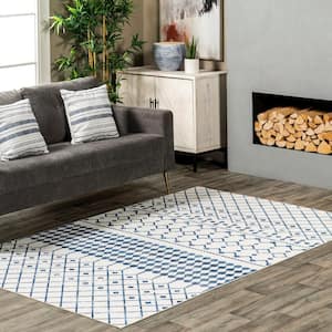 Moroccan Blythe Machine Washable Blue 8 ft. x 10 ft. Area Rug