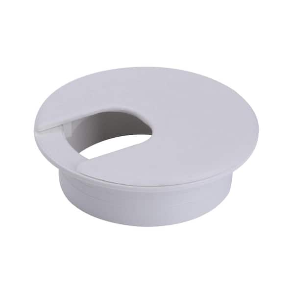 2 Inch White Desk Grommet with Removable Lid for Cable Management, ABS Desktop Wire Organizer, 5-Pack