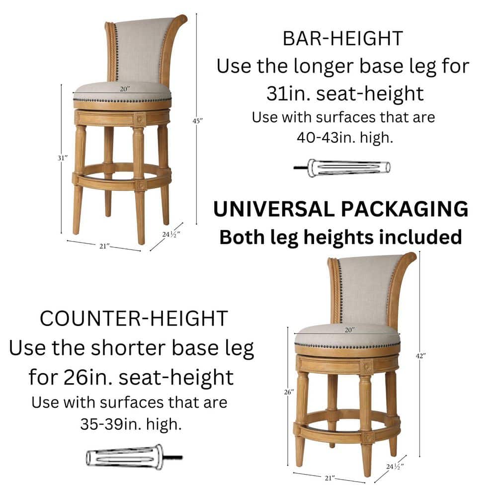 Chapman 26" Weathered Natural Wood Swivel Counter-Height Barstool with Gray Upholstery