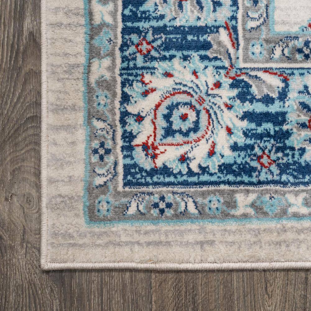 Elegant Ivory, Blue, and Red Vintage Persian-Style Runner Rug