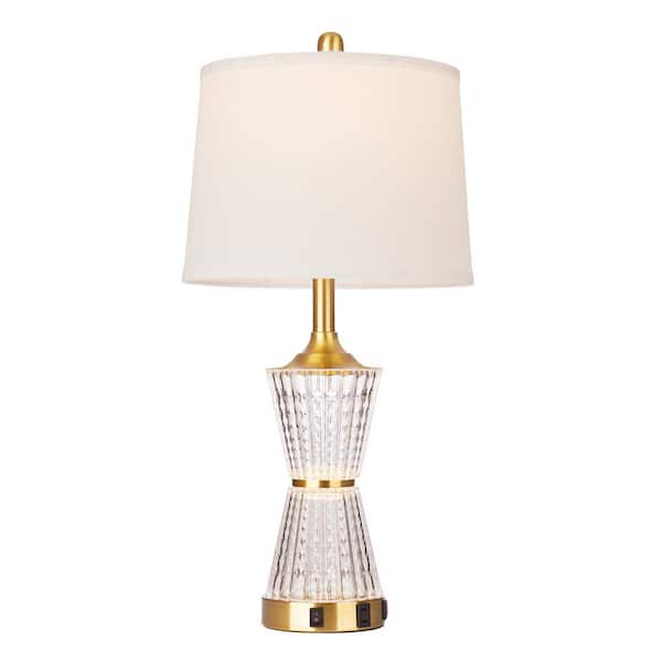 Hampton Bay 21-26-inch Adjustable H 1-Light Matte Black and Antique Brass  Table Lamp with