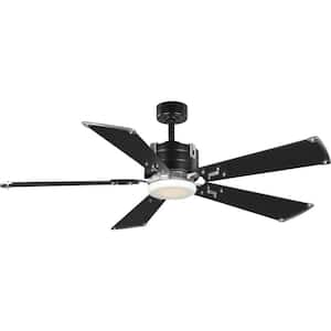 Glenfalls 56 in. Indoor Integrated LED Black Transitional Ceiling Fan with Remote Included for Living Room