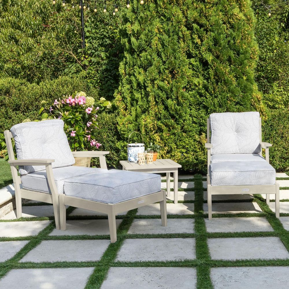 Lehigh Whitewash 5Pc Recycled Plastic Patio Conversation Deep Seating Set with Ottoman & Sunbrella ParchmentCushions price history on PriceWatchPro