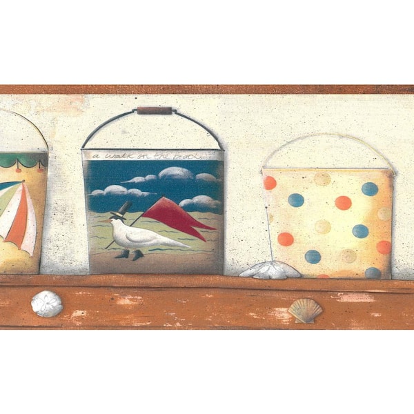 Dundee Deco Falkirk Brin Sand Buckets White Brown Blue Yellow Wallpaper Border Bd6240 - Diamond Plate Wallpaper Border Dundee Deco Falkirk Brin Sand Buckets White Brown Blue Yellow Wallpaper Border Bd6240 - Diamond Plate Wallpaper Border