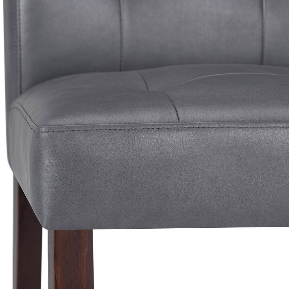 Stone Grey Faux Leather Upholstered Parsons Side Chair Set