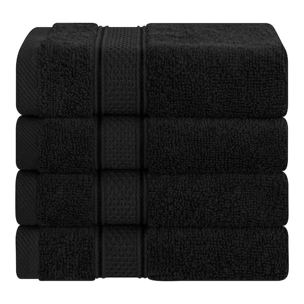 American Soft Linen Salem Luxury 4-Pack Black Washcloth Set, 100% Turkish Combed Cotton, 13 in. x 13 in. Washcloths