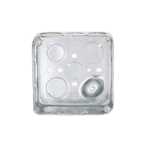 RACO 4 in. W x 1-1/2 in. D 2-Gang Drawn Square Box with Ten 1/2 in. KO ...