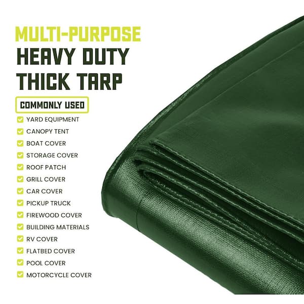 CORE TARPS 8 ft. x 10 ft. Green/Black 8 Mil Heavy Duty Polyethylene Tarp,  Waterproof, UV Resistant, Rip and Tear Proof CT-403-8X10 - The Home Depot