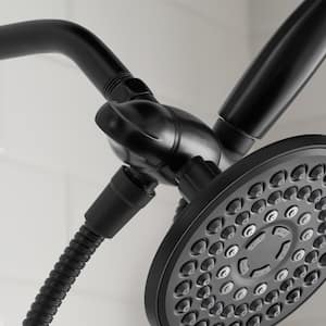 6-Spray Patterns 5.5 in. Dual Wall Mount Shower Head and Handheld Shower Head 1.8 GPM in Matte Black