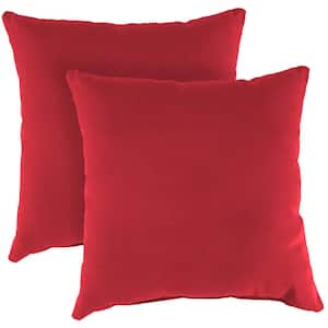 Contemporary Home Living Set of 4 Red Square and Rectangle Outdoor Patio Throw Pillows 18.5