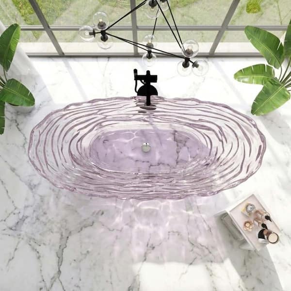 POCCI & VANCCI 69 in. Sculpted Wave Translucent Amethyst Resin