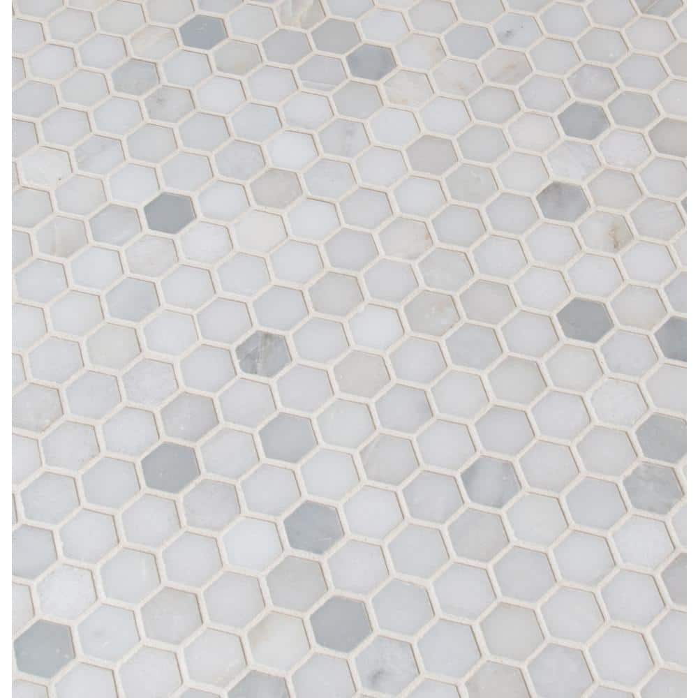 MSI Greecian White Mini 1 in. Hexagon 11.61 in. x 11.81 in. x 10 mm  Polished Marble Mosaic Tile (0.95 sq. ft.) GRE-1HEXP