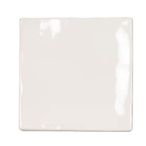 Silken White 3.94 in. x 3.94 in. Glossy Ceramic Square Wall and Floor Tile (5.38 sq. ft./case) (50-pack)