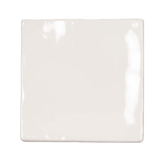 Apollo Tile Silken White 3.94 in. x 3.94 in. Glossy Ceramic Square Wall and Floor Tile (5.38 sq. ft./case) (50-pack)