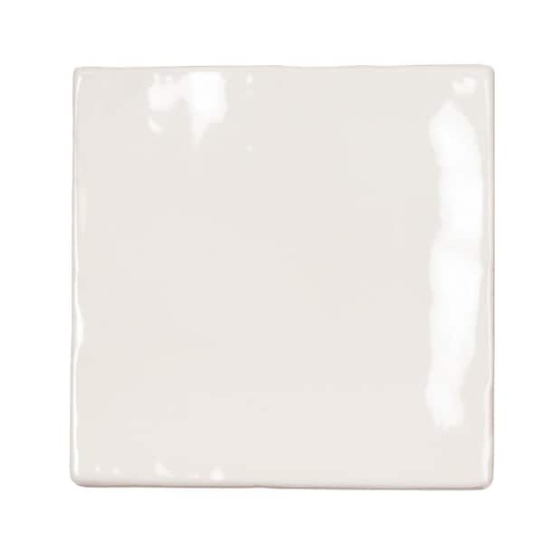 Apollo Tile Silken White 3.94 in. x 3.94 in. Glossy Ceramic Square Wall and Floor Tile Sample (0.11 Sq. ft./case) (1-pack)