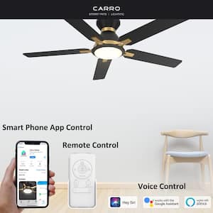 Essex II 52 in. Integrated LED Indoor/Outdoor Black Smart Ceiling Fan with Light and Remote, Works w/Alexa/Google Home