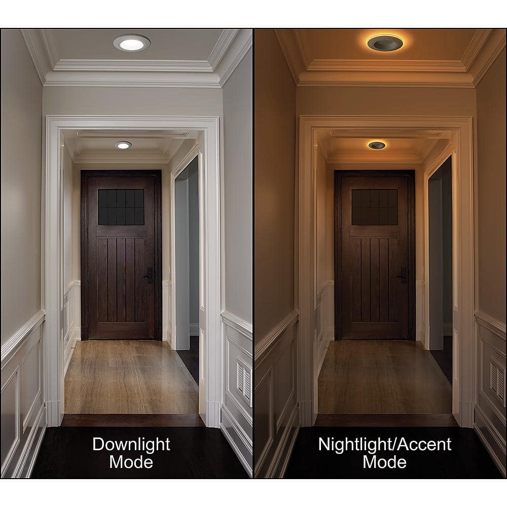6-Inch White Aluminum LED Recessed Light with Night Light
