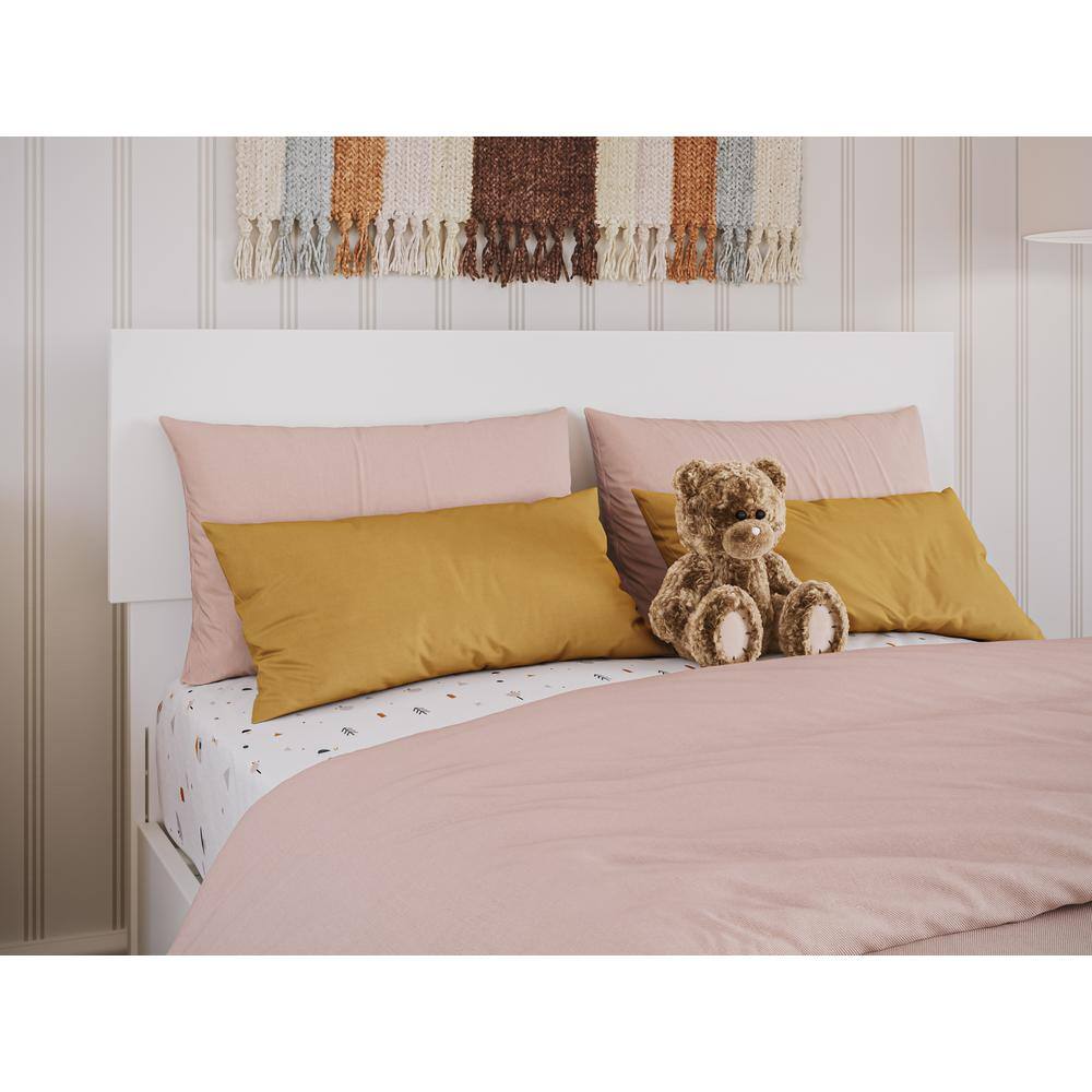 White Twin Solid Wood Headboard with USB Ports