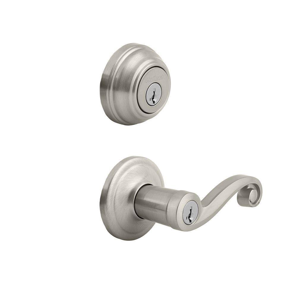 Kwikset Lido Satin Nickel Exterior Entry Door Handle and Single Cylinder  Deadbolt Combo Pack Featuring SmartKey Security 991LL 15 SMT CP