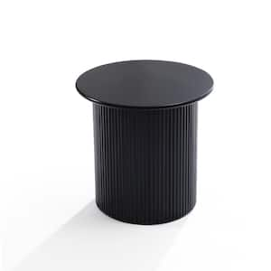 15.7 Black Round Fluted MDF End Table