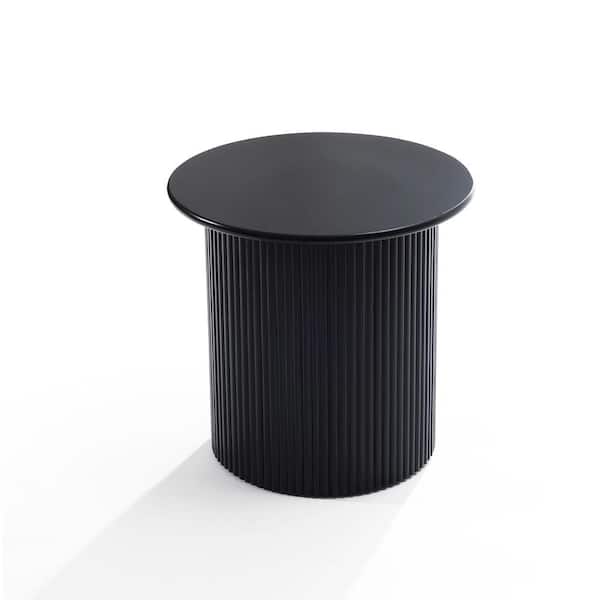 LuxenHome 15.7 Black Round Fluted MDF End Table