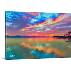 "Pink Sunset Sea-Beautiful Sunrise-Cloud Streaks" by Eszra Tanner Canvas Wall Art