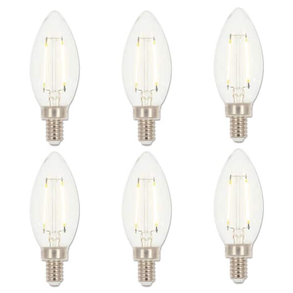Westinghouse 40-Watt Equivalent B11 Dimmable Clear E12 Edison Filament LED Light Bulb 2700K (6-Pack)