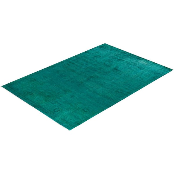 Fine Vibrance Blue 5 ft. x 8 ft. Solid Wool Indoor Area Rug