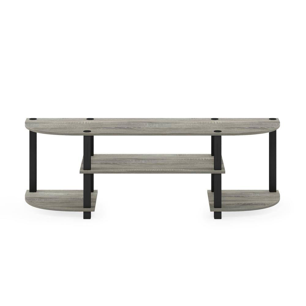 Oak Grey and Black Wide TV Entertainment Center with PVC and Composite Wood