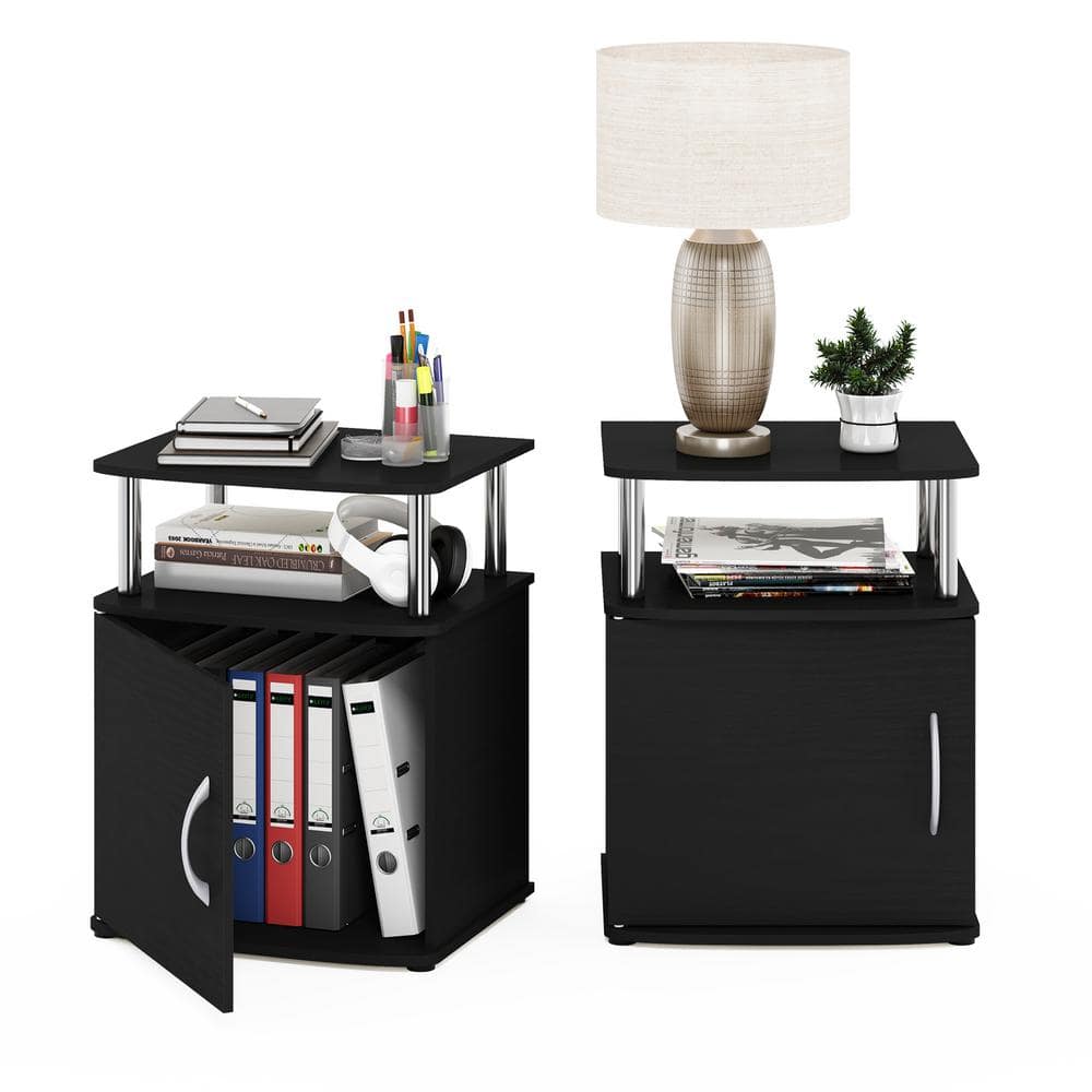 Americano Wood and Chrome End Table with Storage