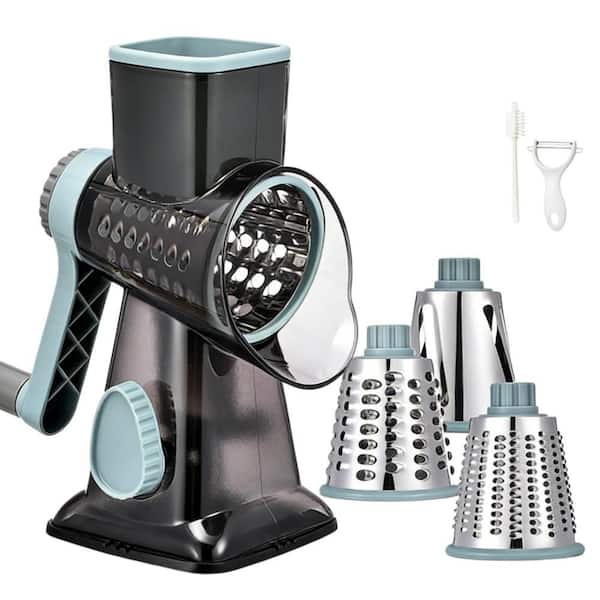 Rotary Cheese Grater for Cheese, Vegetables, Nuts, Potato, Zucchini, Chocolate and Ice Shaving, Grey Blue (1-Pack)