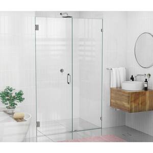 Illume 48 in. W x 78 in. H Wall Hinged Frameless Shower Door in Brushed Nickel Finish with Clear Glass