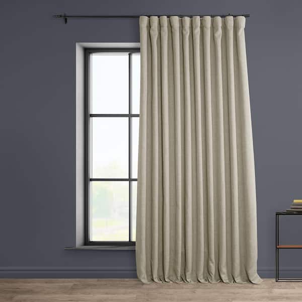 Exclusive Fabrics & Furnishings Oatmeal Beige Faux Linen Extra Wide Room Darkening Curtain - 100 in. W X 84 in. L (1 Panel)