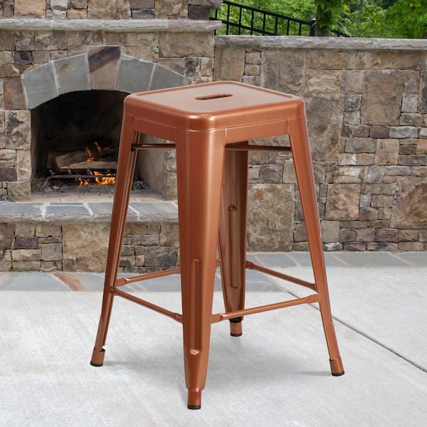 24 in. Copper Metal Bar Stool