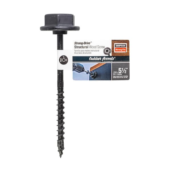 Outdoor Accents 0.220 in. x 5-1/2 in. T40 6-Lobe, Low Profile Head, Black Structural Wood Screw