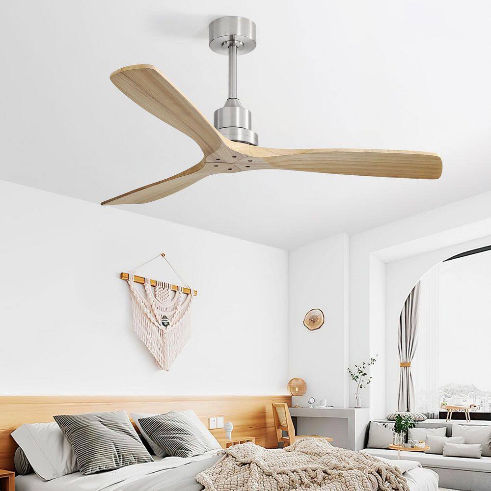 52 in. Indoor Brushed Nickel Downrod Mount Standard Ceiling Fan with Wood Blade Remote Control for Living Room price history on PriceWatchPro
