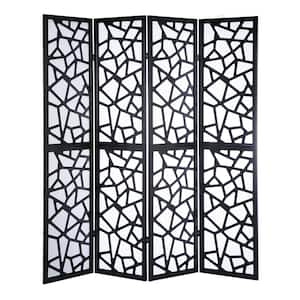 5.83 ft. H x 5.83 ft. W Black 4-Panel Wood Privacy Screen, Room Divider