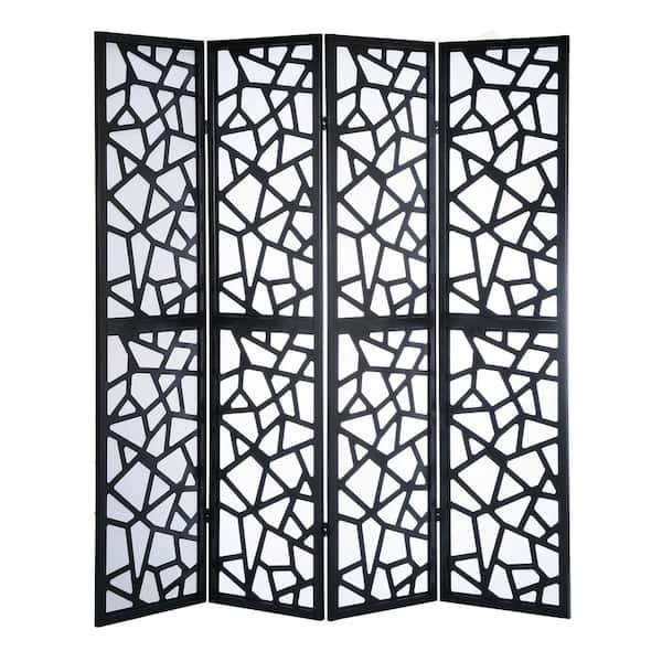 5.83 ft. H x 5.83 ft. W Black 4-Panel Wood Privacy Screen, Room Divider
