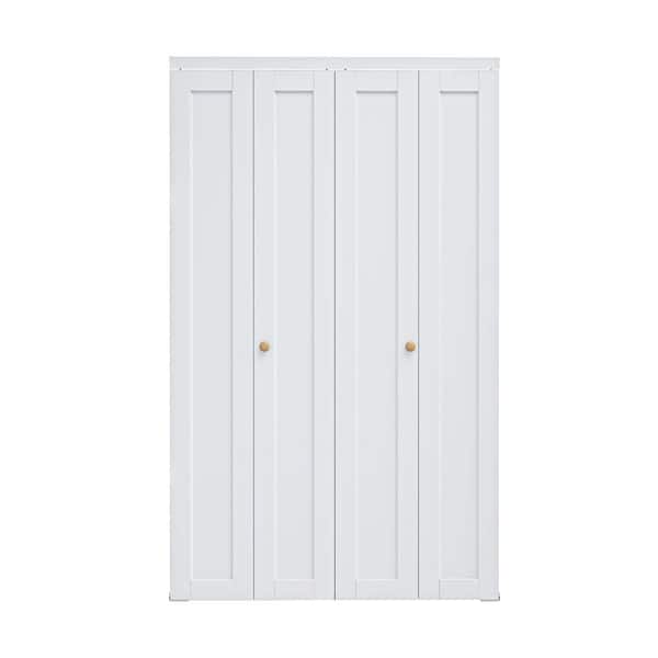 48 in. x 80 in. 1 Lite Solid Core Panel White Primed Composite MDF Closet Bi-fold Door with Hardware Kit For Closet