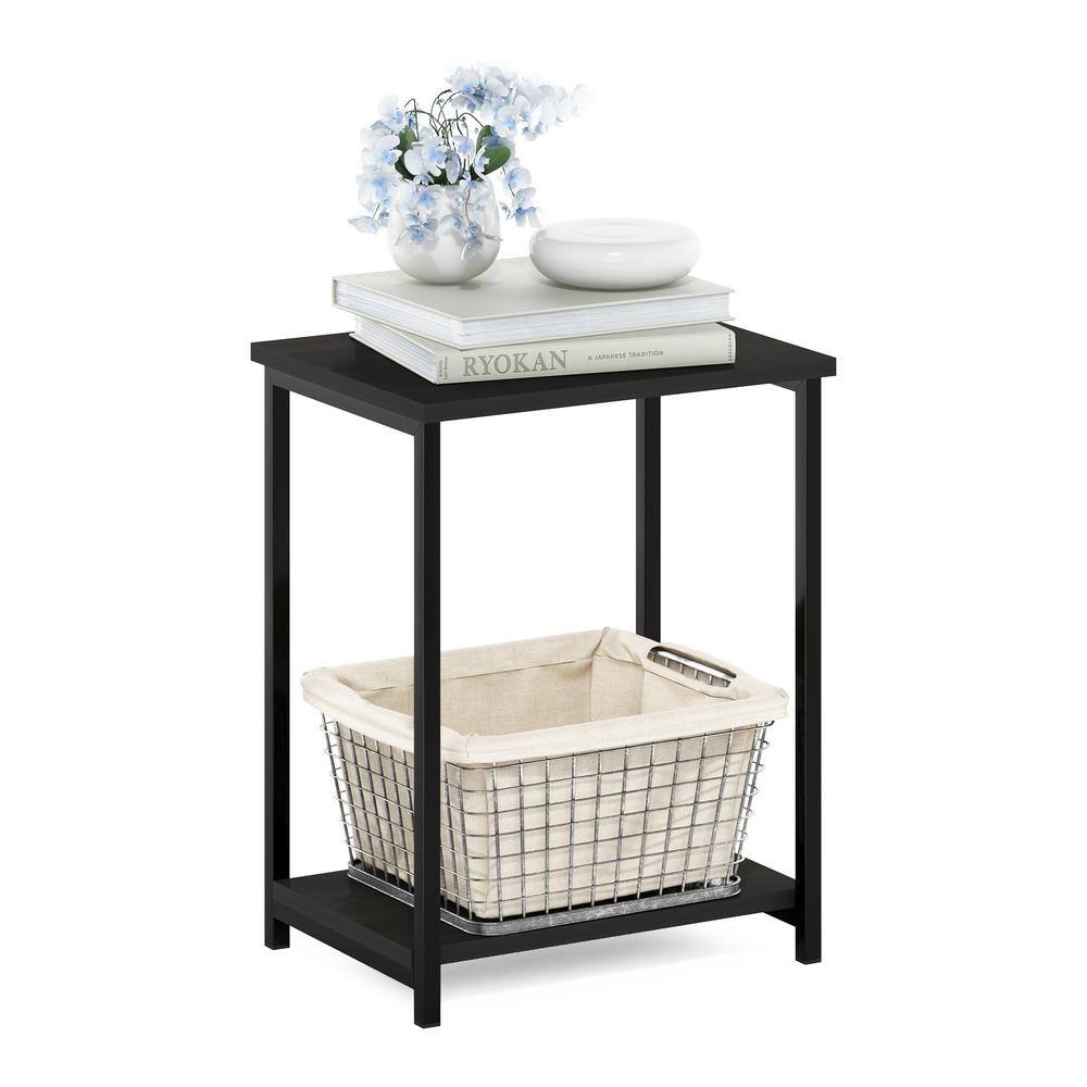 Simplistic 15.2 in. Espresso Rectangle Wood End Table with Industrial Metal Frame - thumbnail 8
