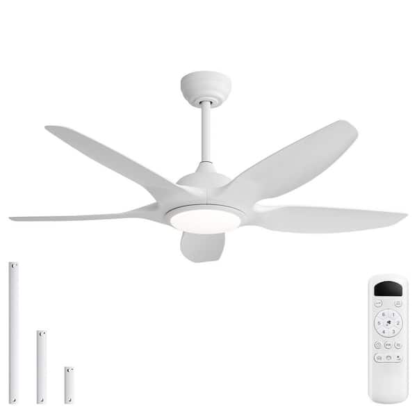CACI Mall 48 in. Indoor/Outdoor 6-Speed White Ceiling Fan with Adjustable White Integrated LED Light and Remote Control