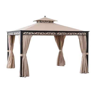 Bradley 10 ft. x 12 ft. Steel Gazebo with Mosquito Netting and Curtain