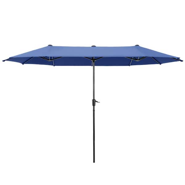 PHI VILLA 13 ft. Market Patio Umbrella 2-Side in Haze Blue