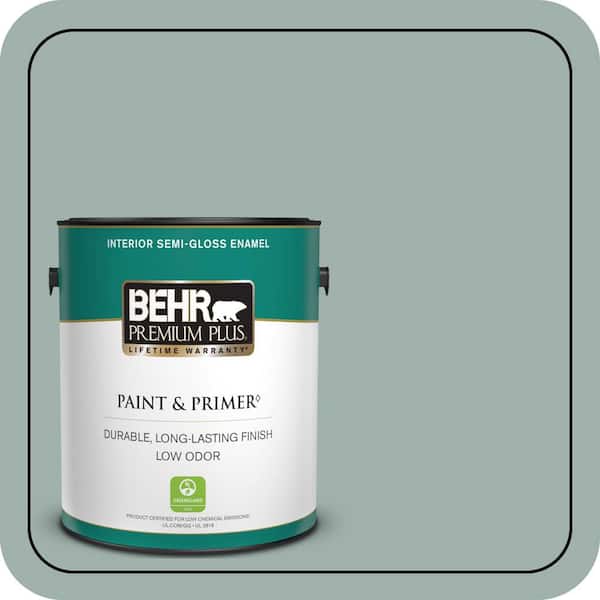 BEHR PREMIUM PLUS 1 gal. #N430-3 Garden Vista Semi-Gloss Enamel Low Odor Interior Paint & Primer