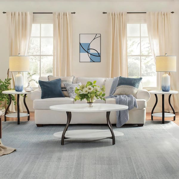 Maxax 23.5 in. Blue Coastal Dimmable Ceramic Bedroom Living Room