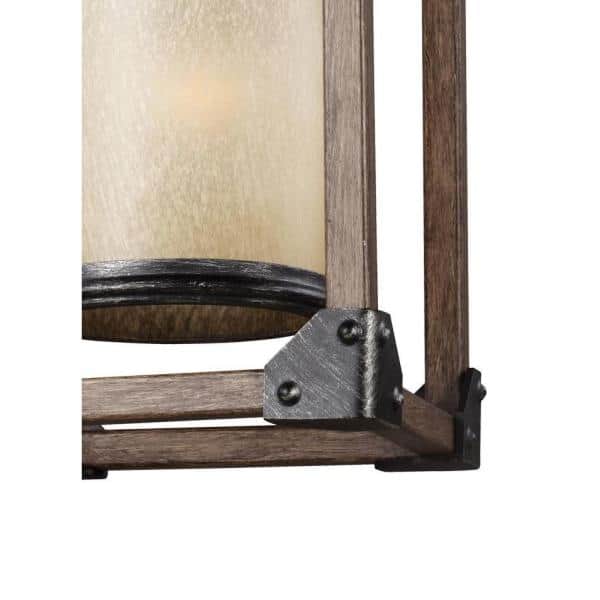 Stardust Cerused Oak Mini-Pendant with Creme Parchment Glass Shade