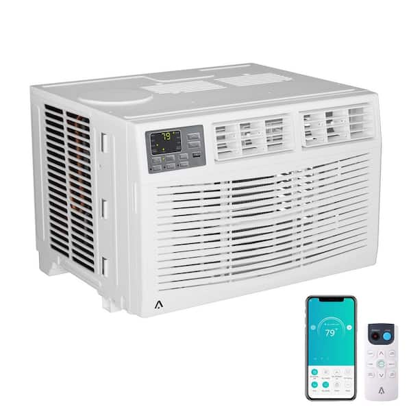 8000 BTU WiFi Window Air Conditioner, Cools 350 Sq. Ft with Remote Energy Saving, App Control, Timer in White